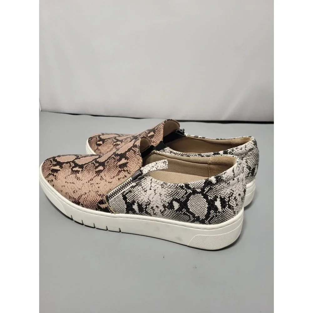 Naturalizer Hawthorn Leather Snakeskin Snake Animal Print Zip Sneakers, 9.5